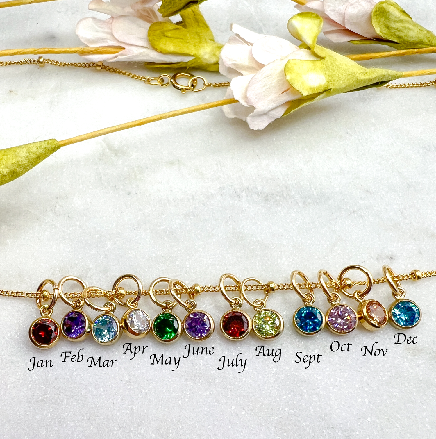 Gold filled birthstone charms