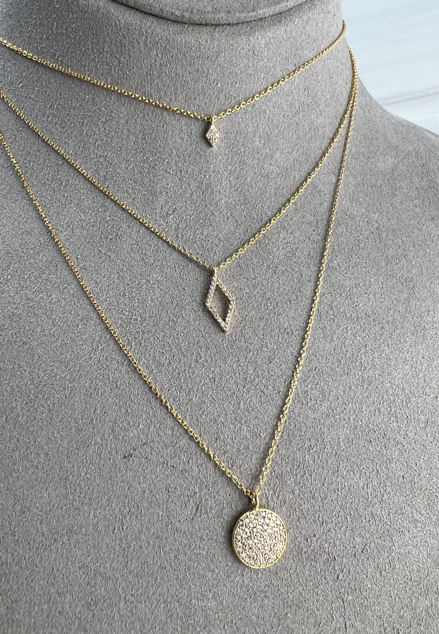 Circle and Diamond Pave Necklaces