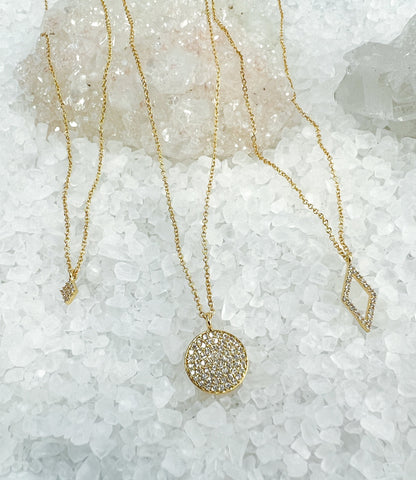 Circle and Diamond Pave Necklaces