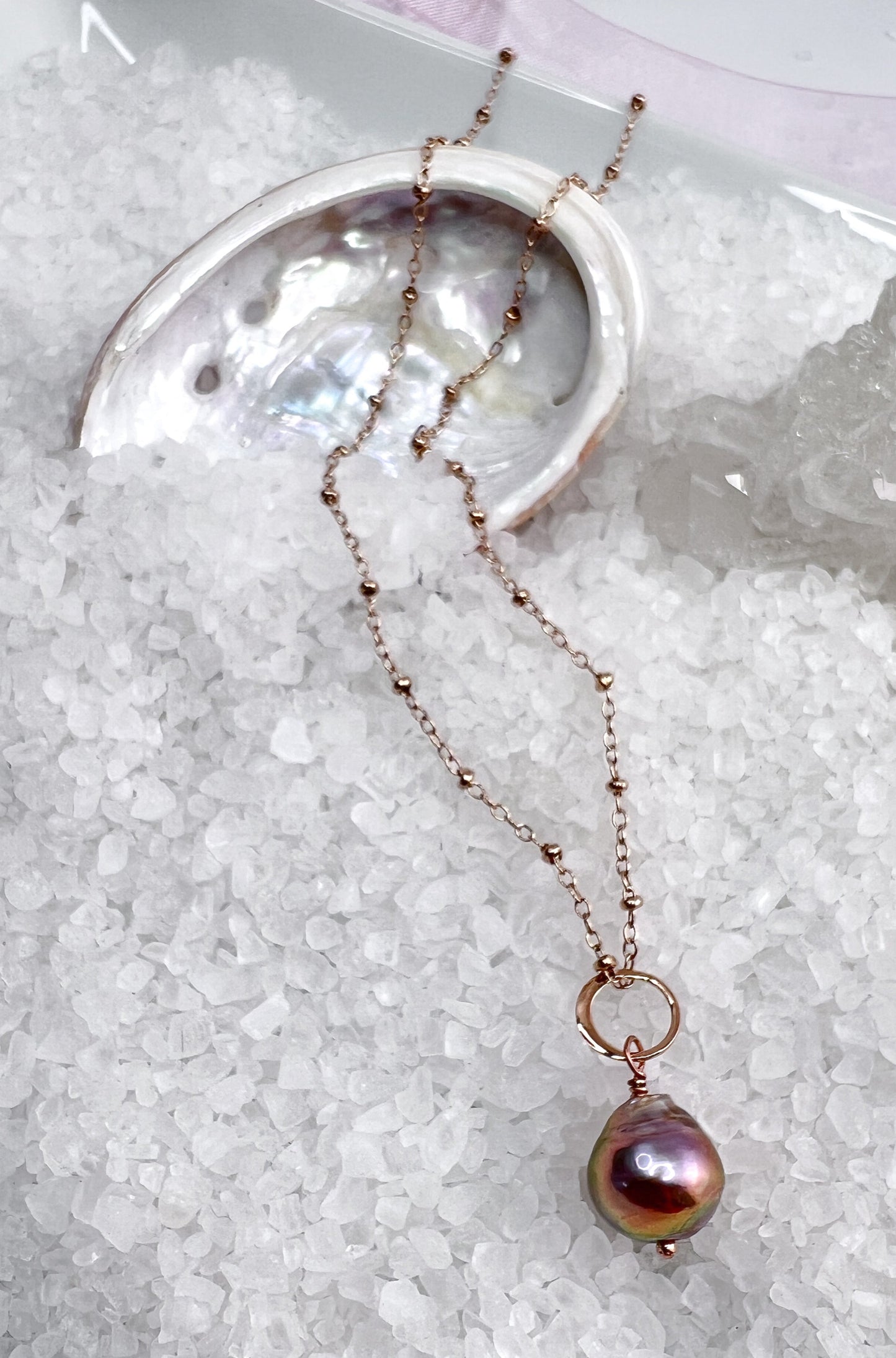 Edison Pearl Necklace in Rose Gold