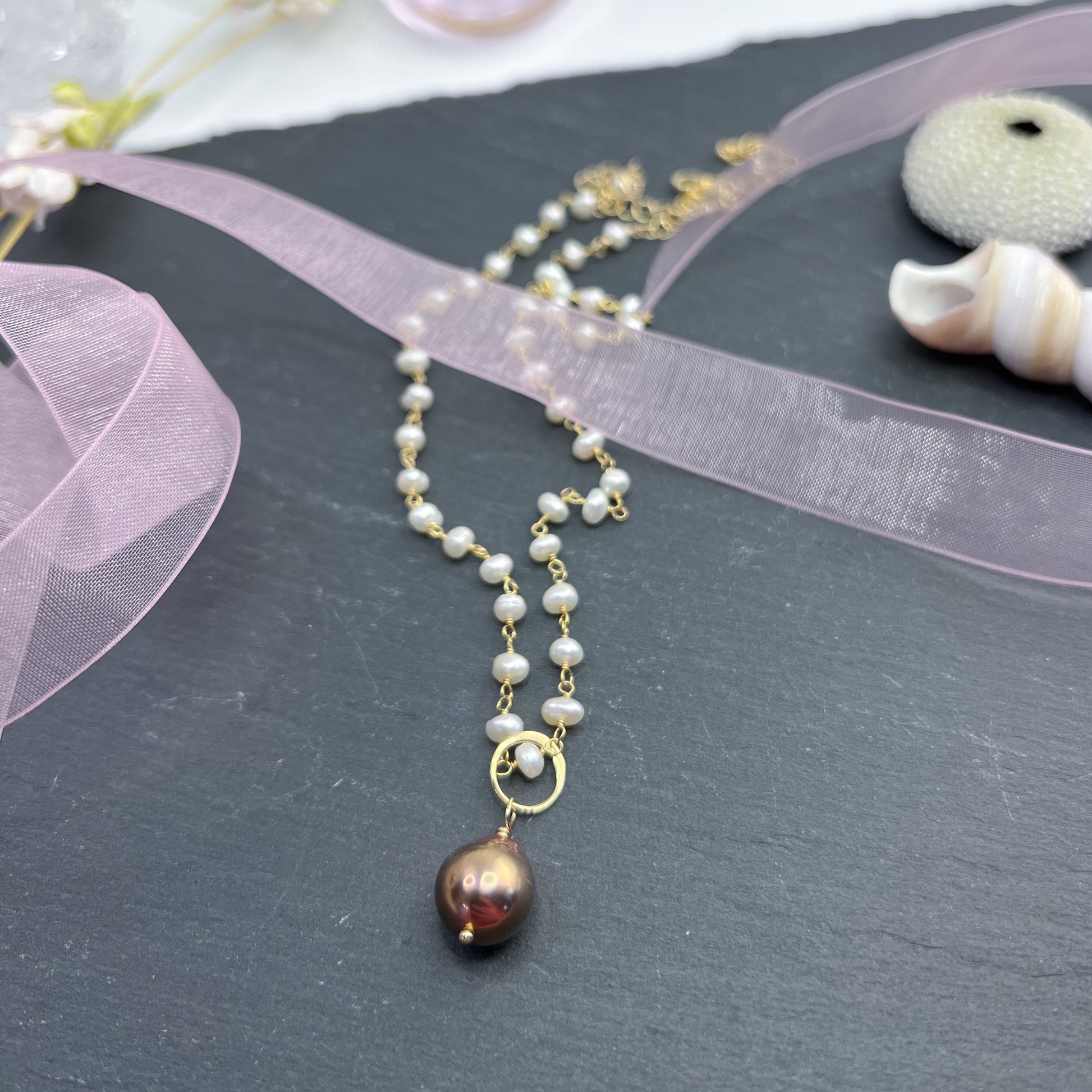 Edison Pearl & freshwater pearl rosary necklace