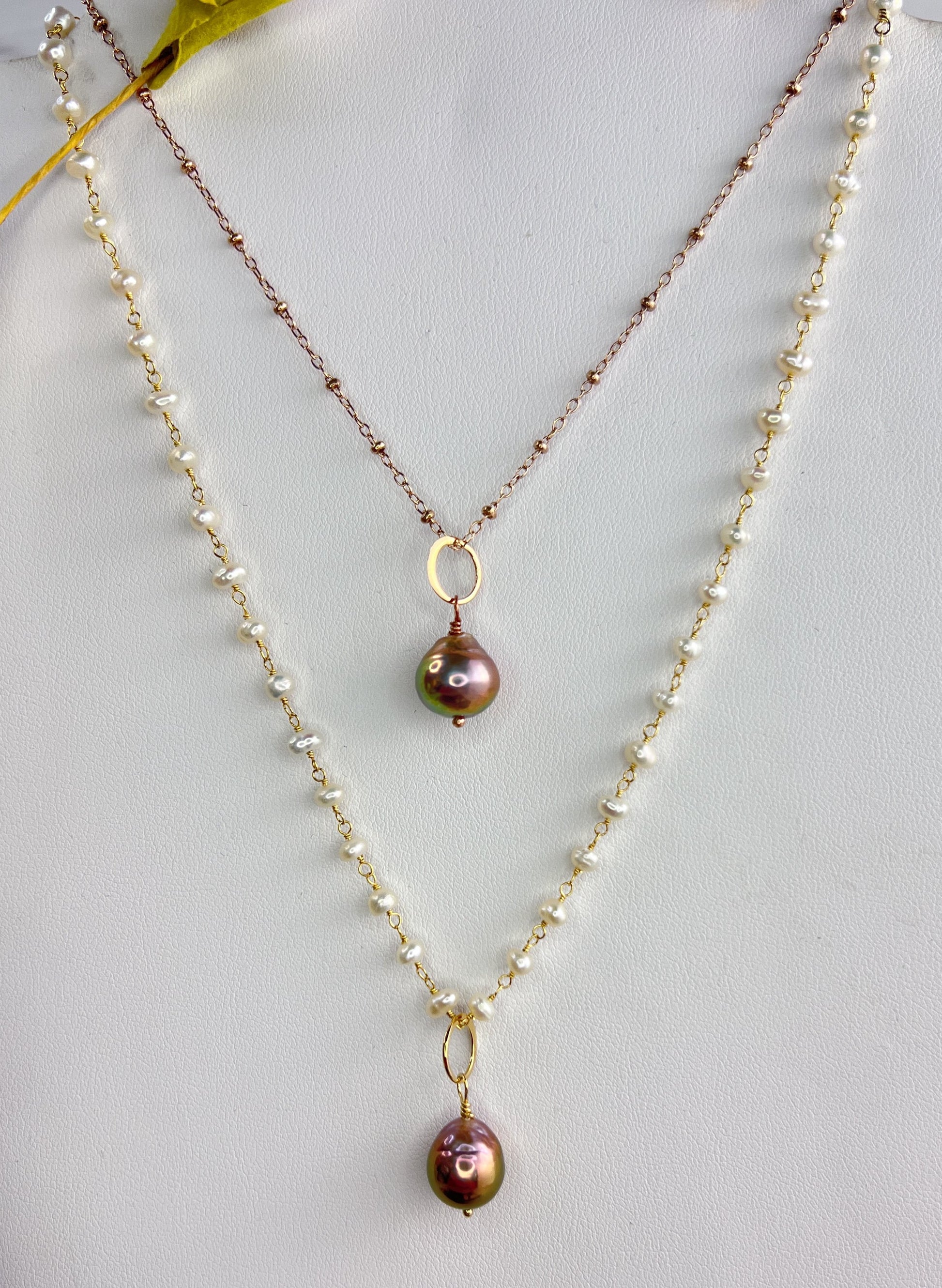 Edison Pearl Necklace in Rose Gold