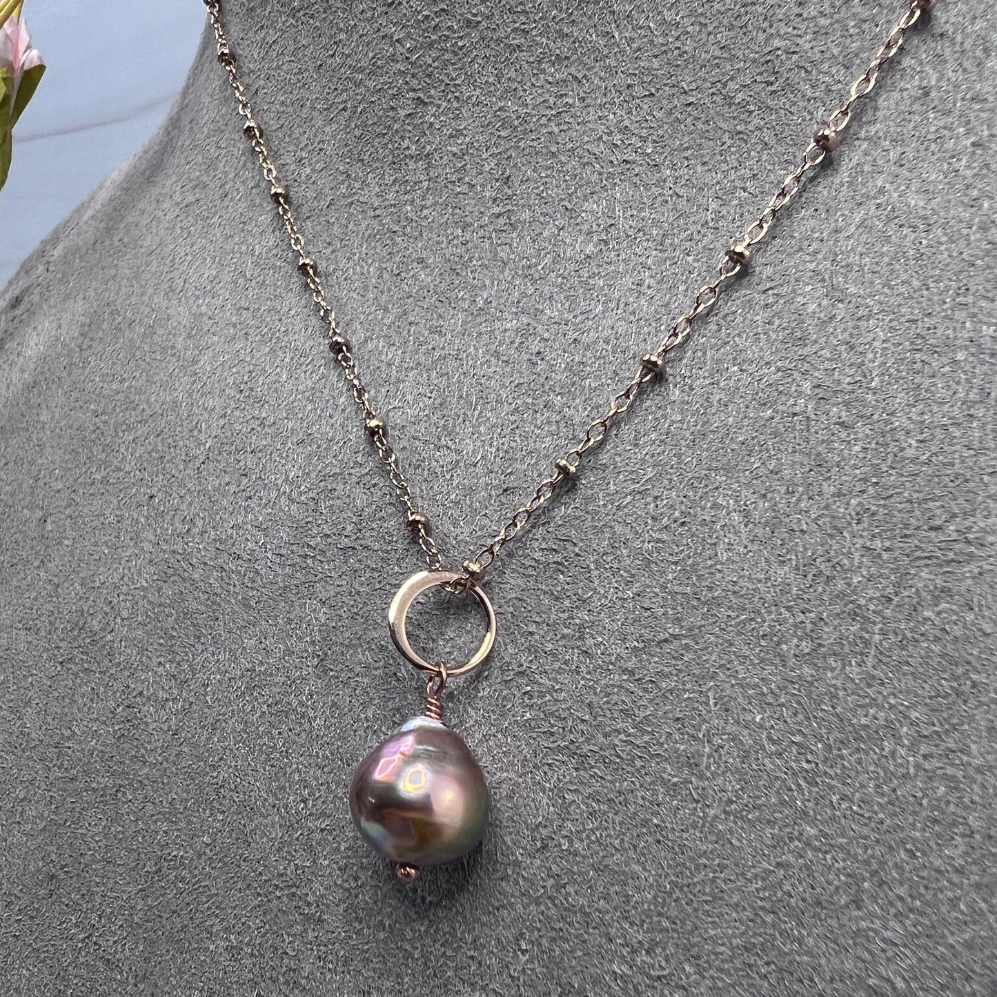 Edison Pearl Necklace in Rose Gold