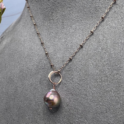 Edison Pearl Necklace in Rose Gold