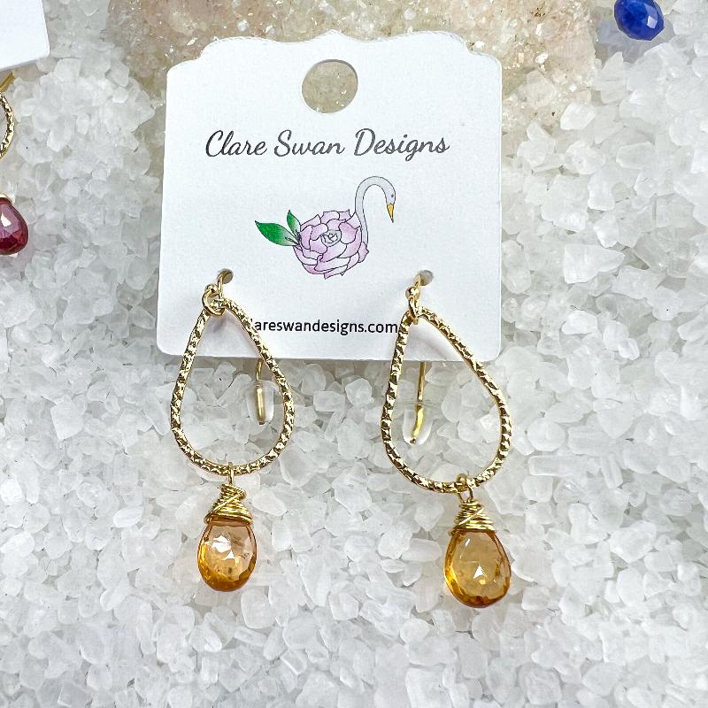 Gemstone teardrop earrings