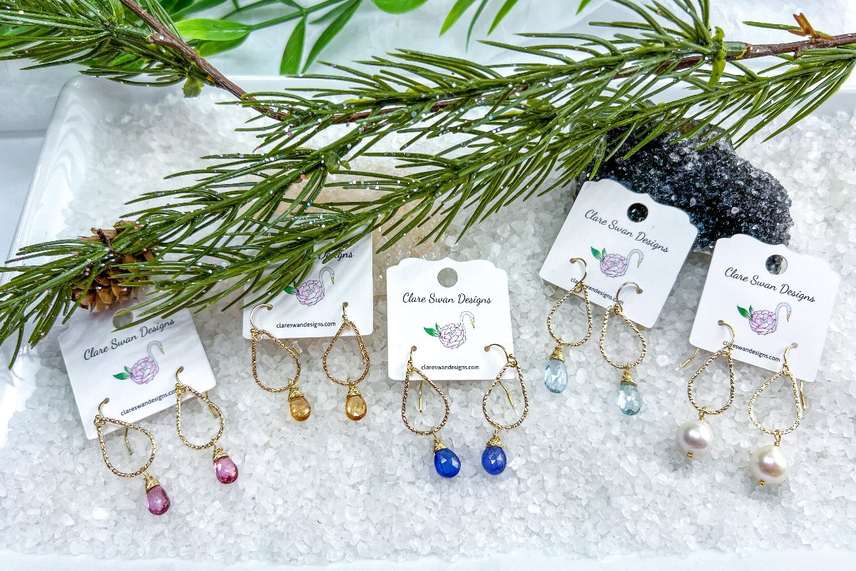 Gemstone teardrop earrings