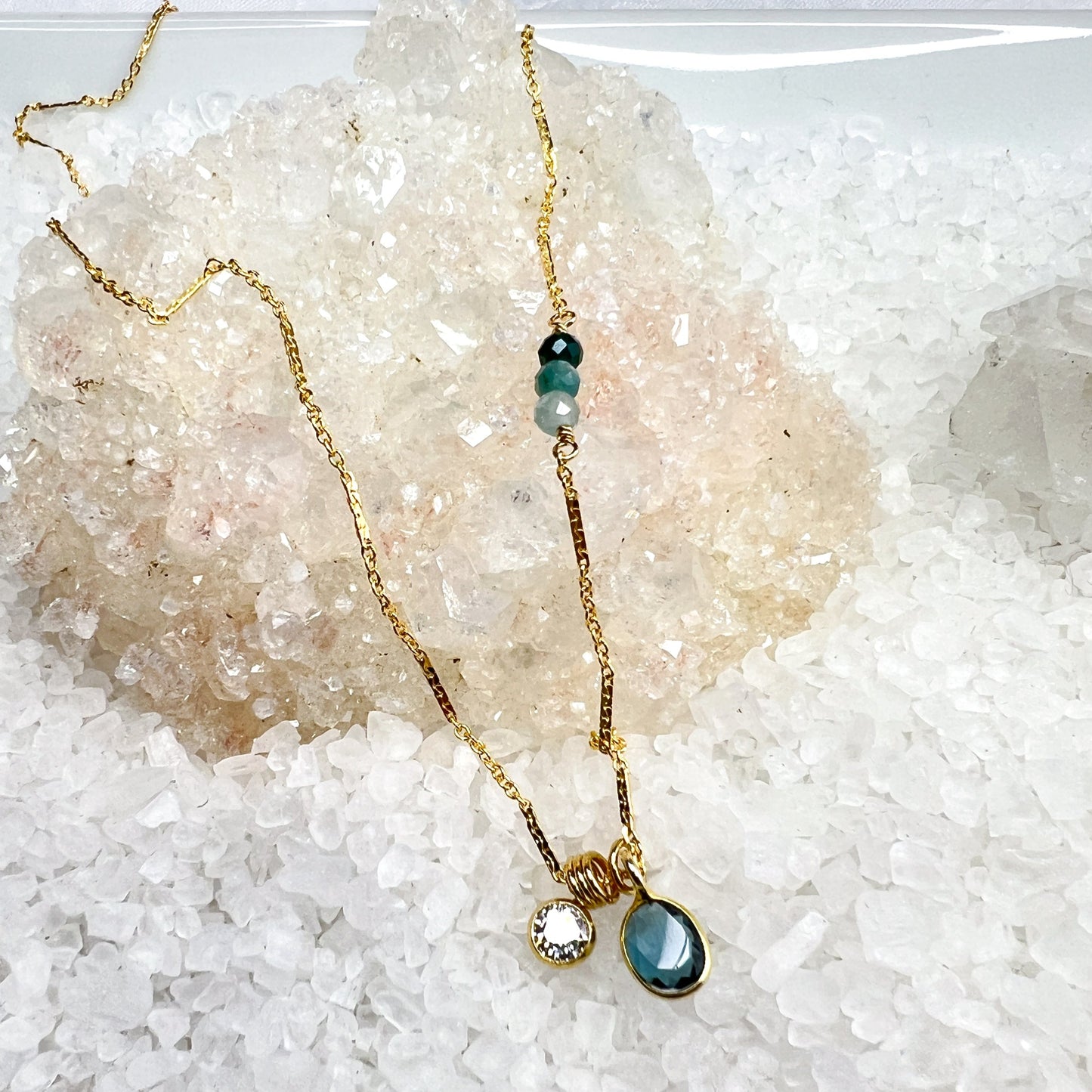 London Blue Topaz & Grandiderite Gemstone Necklaces