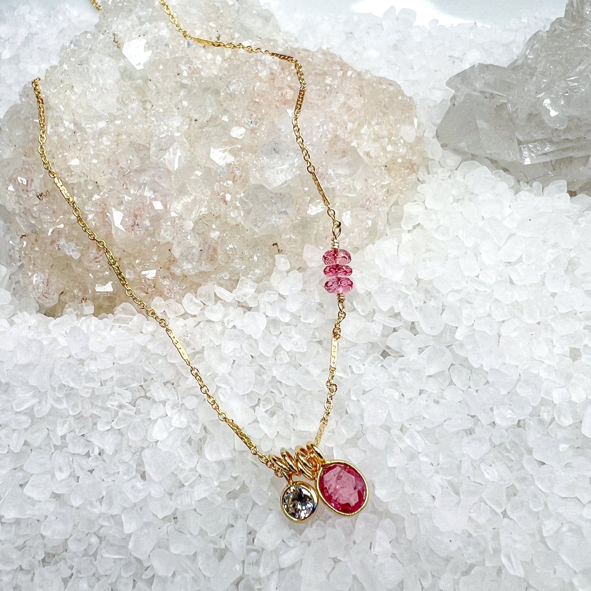 Pink Tourmaline & Pink Topaz Gemstone Necklaces