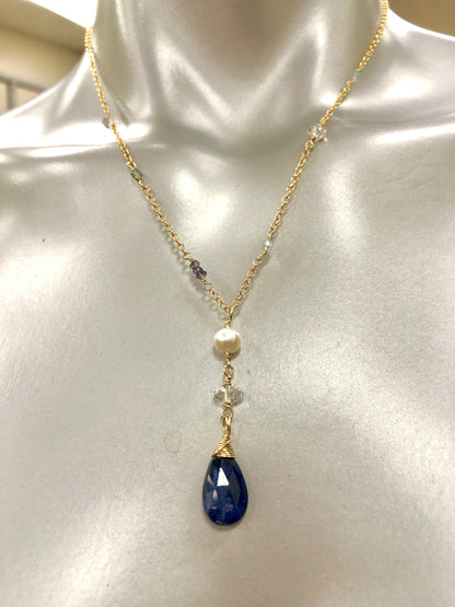 Kyanite & Herkimer Gemstone Necklace