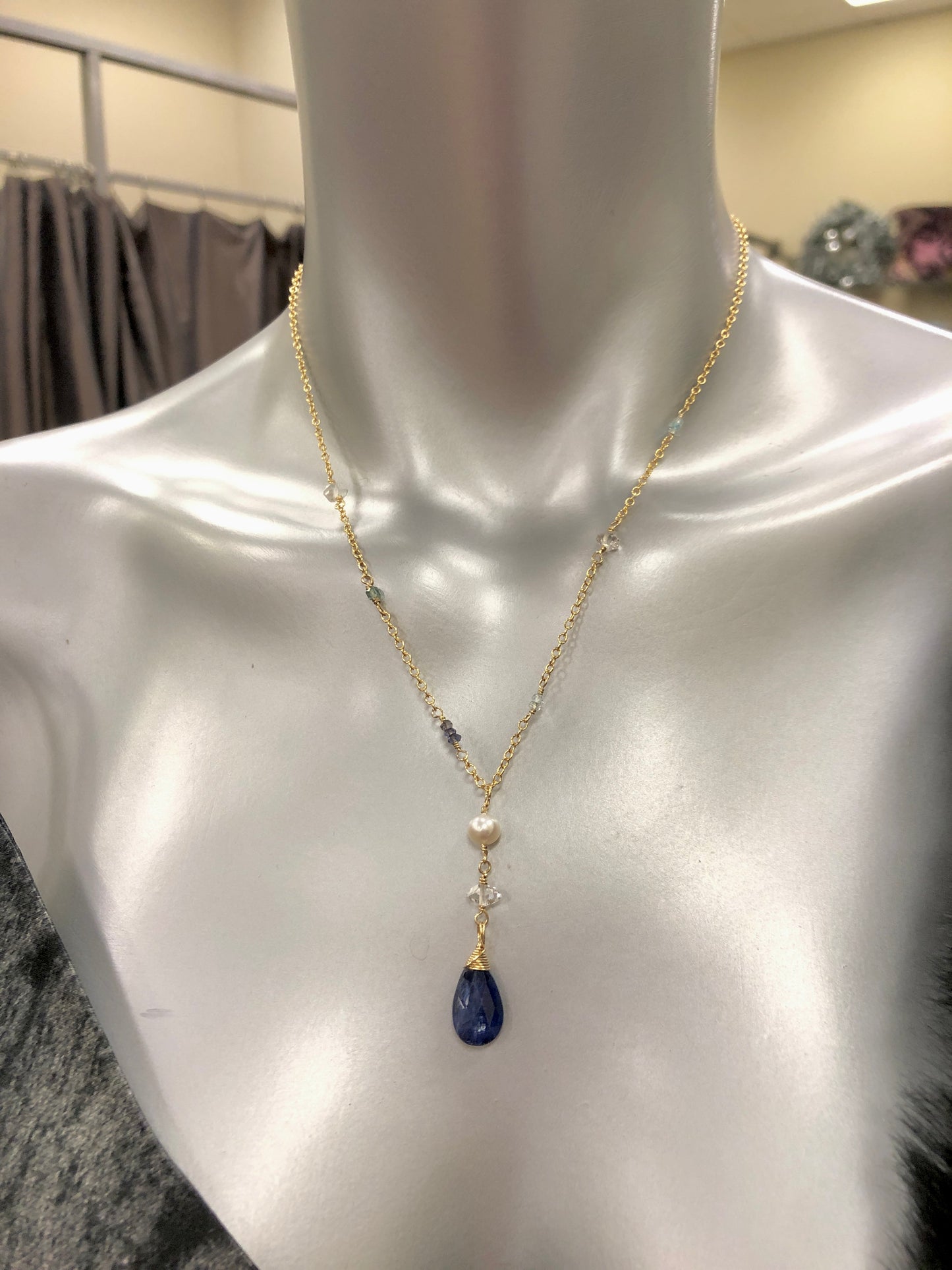 Kyanite & Herkimer Gemstone Necklace