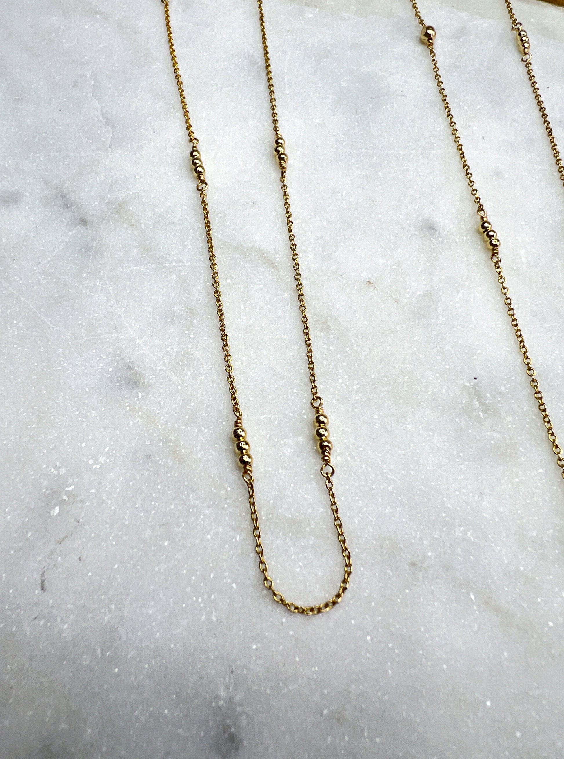 Gold Bead Station Necklace