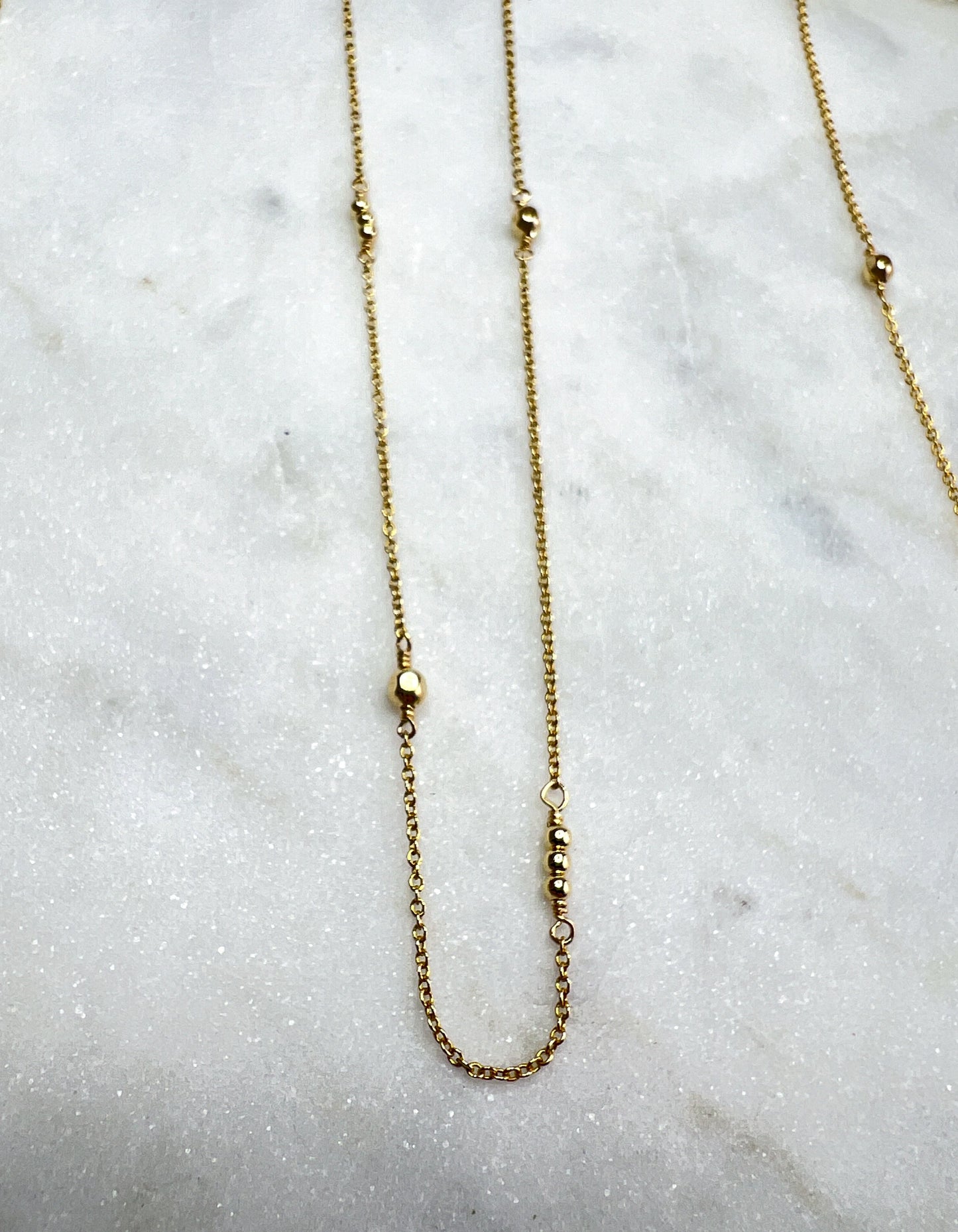 Gold Bead Station Necklace