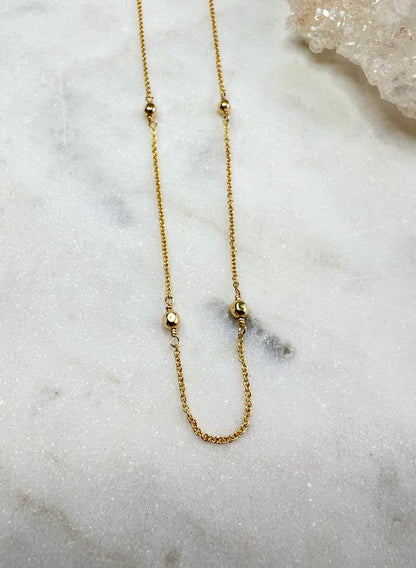 Gold Bead Station Necklace