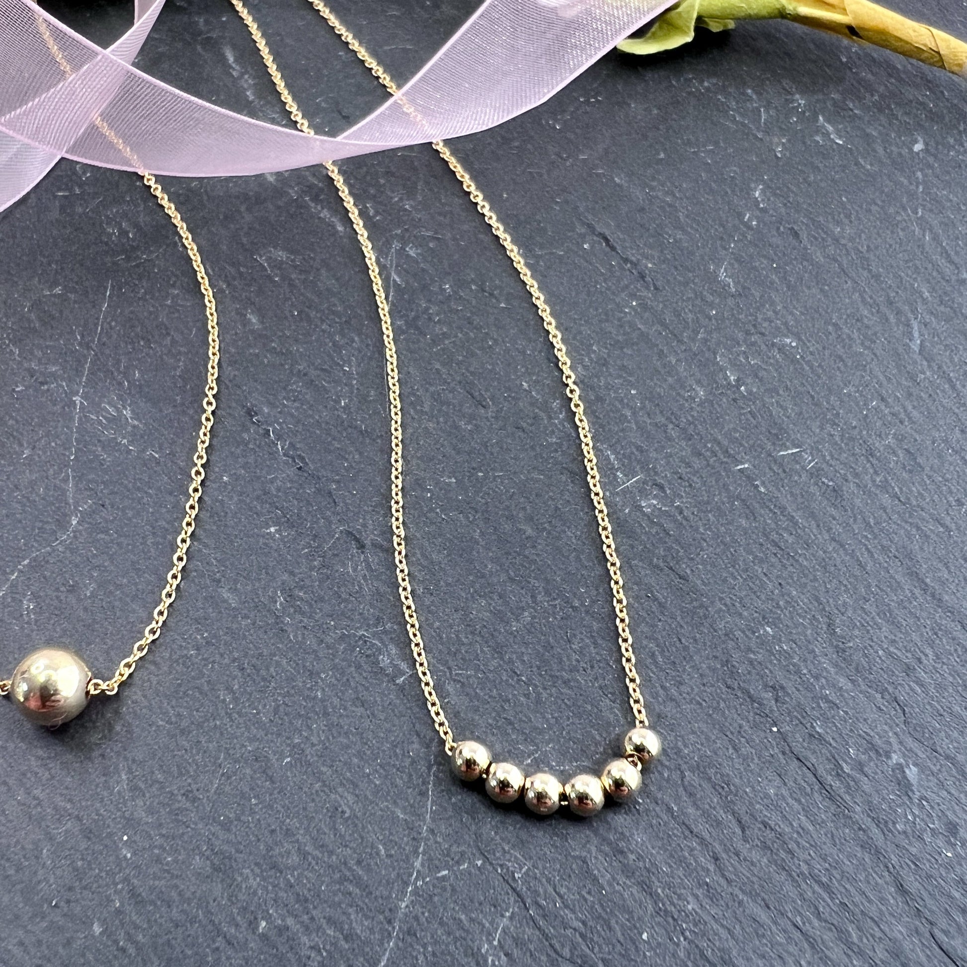 Gold Beaded Slider Necklace