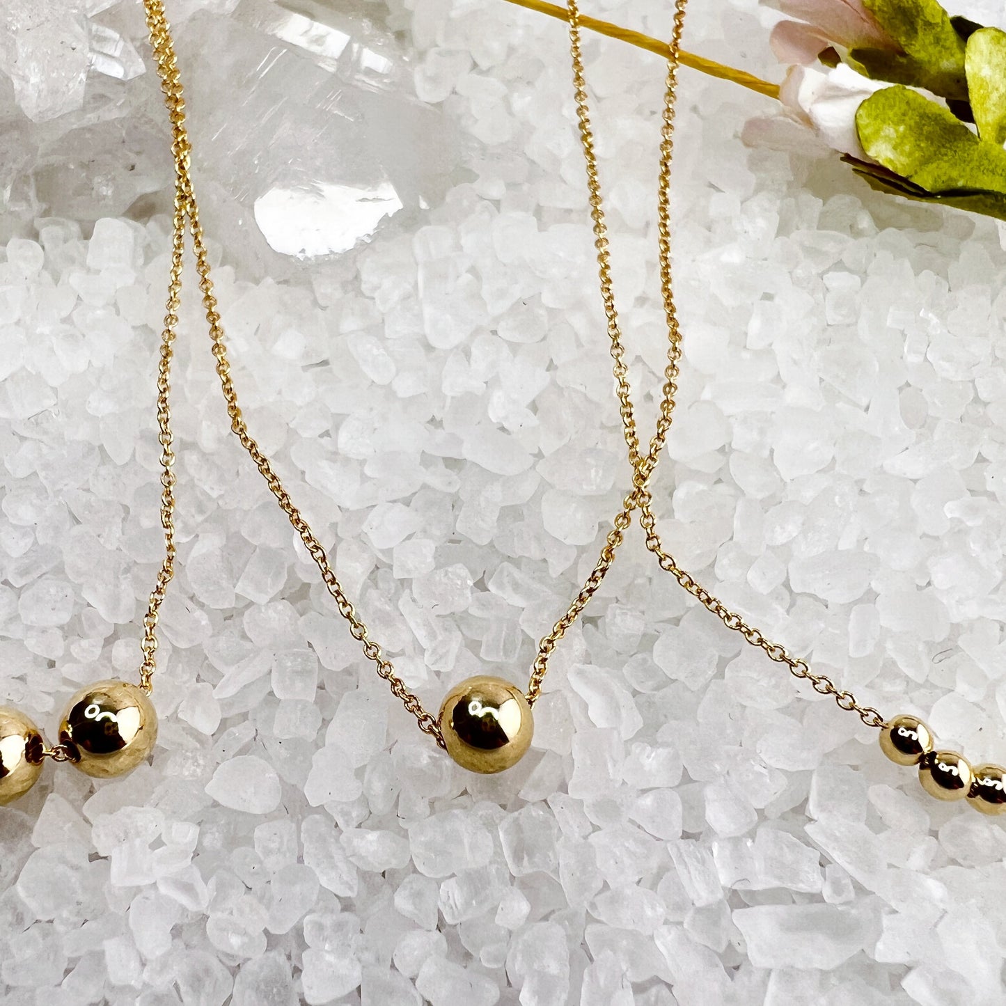 Gold Beaded Slider Necklace