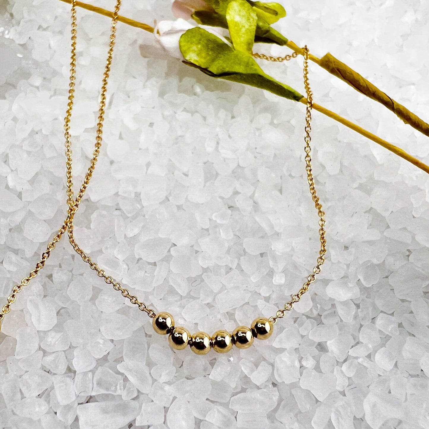 Gold Beaded Slider Necklace