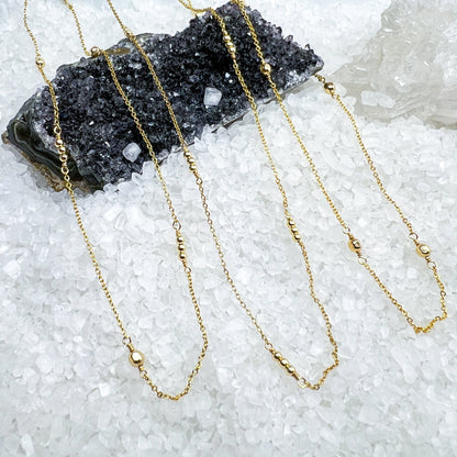 Gold Bead Station Necklace