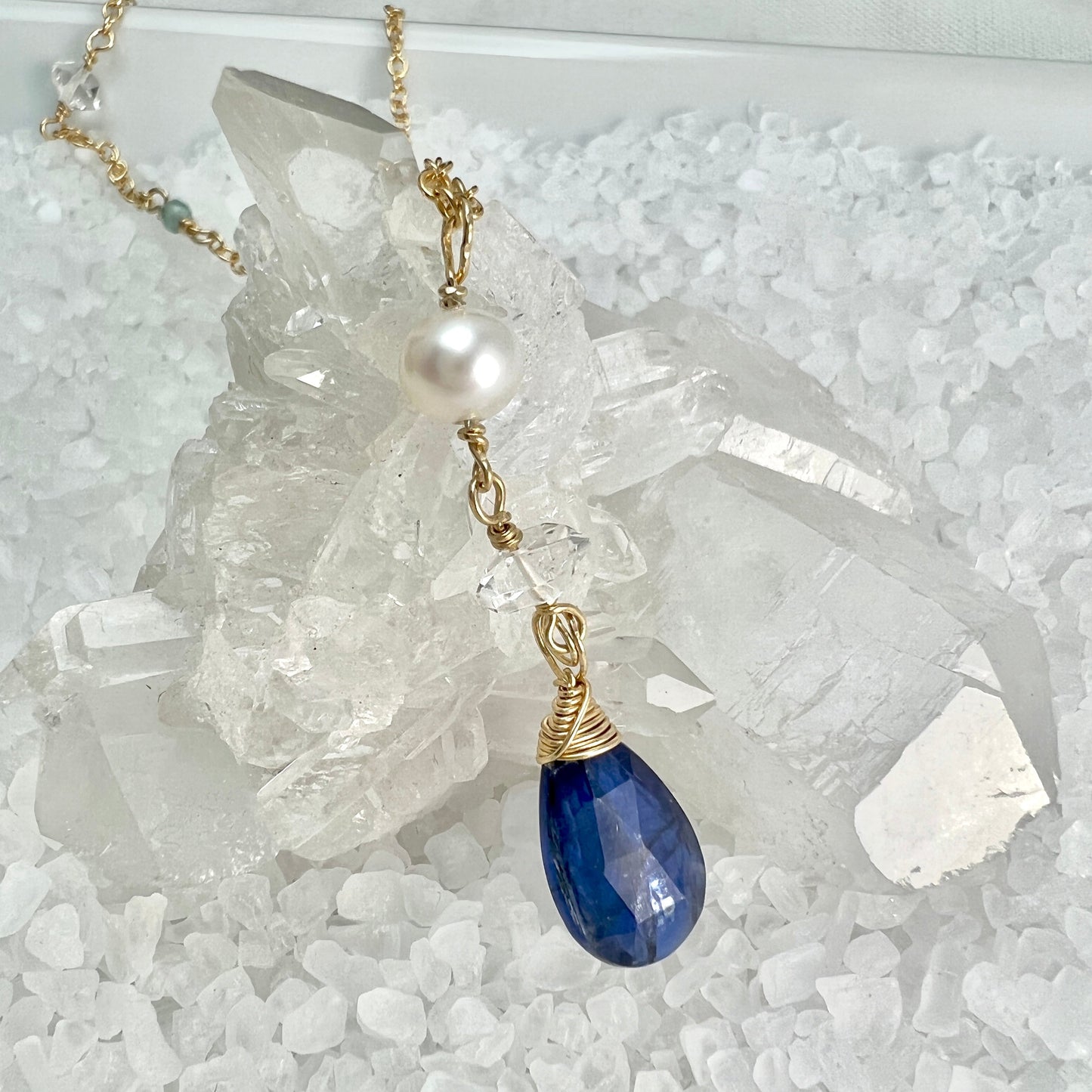 Kyanite & Herkimer Gemstone Necklace