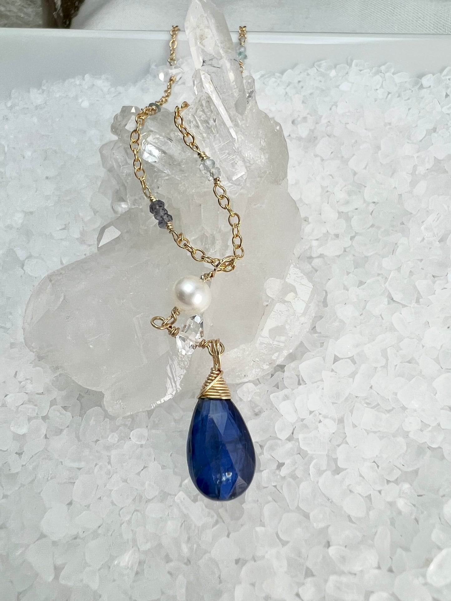 Kyanite & Herkimer Gemstone Necklace