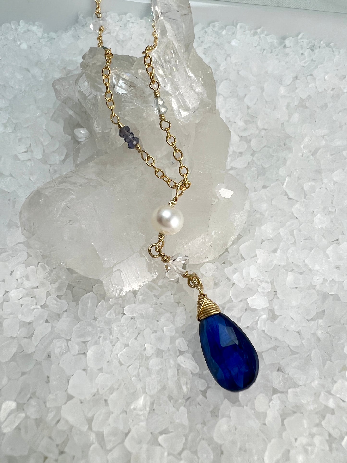 Kyanite & Herkimer Gemstone Necklace