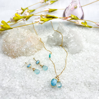 Larimar & Chalcedony Drop Earrings