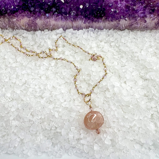 Pink Tourmaline & Pink Topaz Necklace