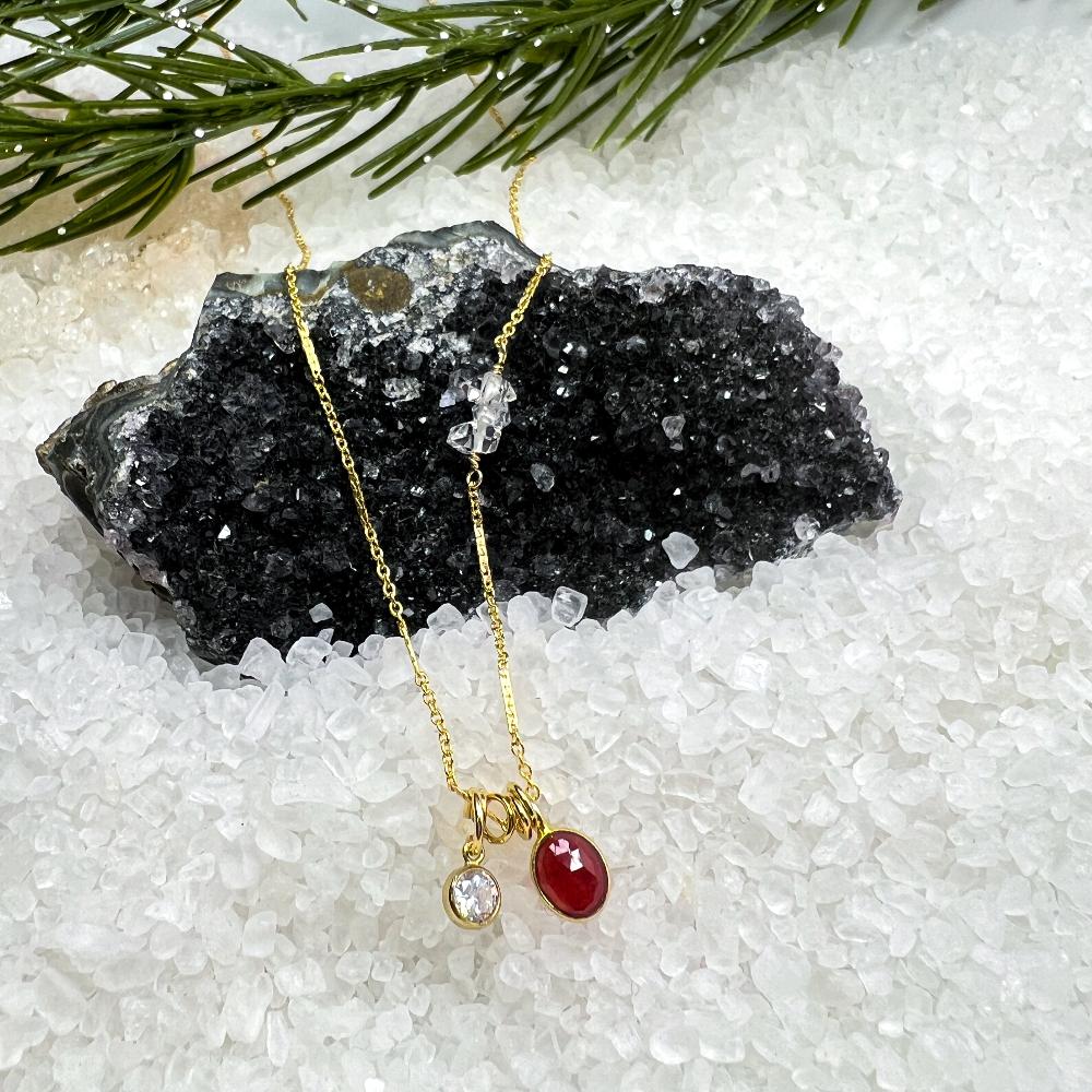 Ruby & CZ gemstone necklace