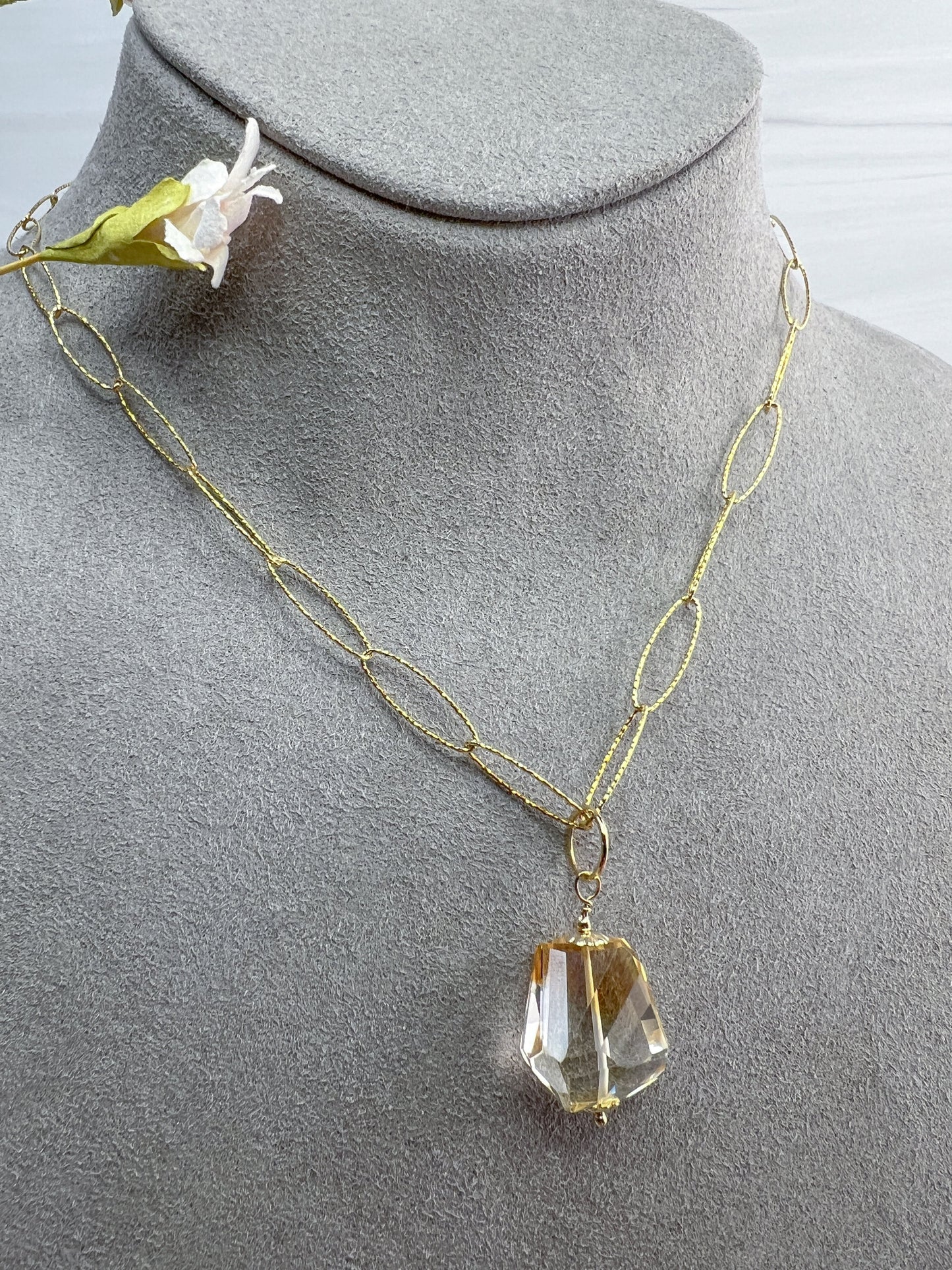 Abstract faceted Citrine necklace