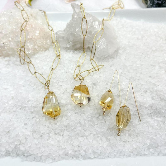 Citrine Abstract Necklace & earrings