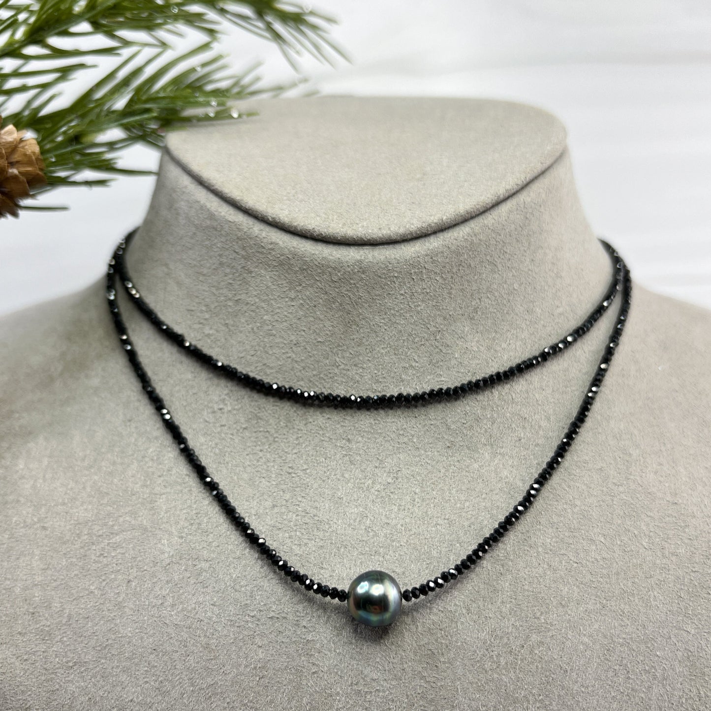 Tahitian Pearl & Black Spinel Necklace