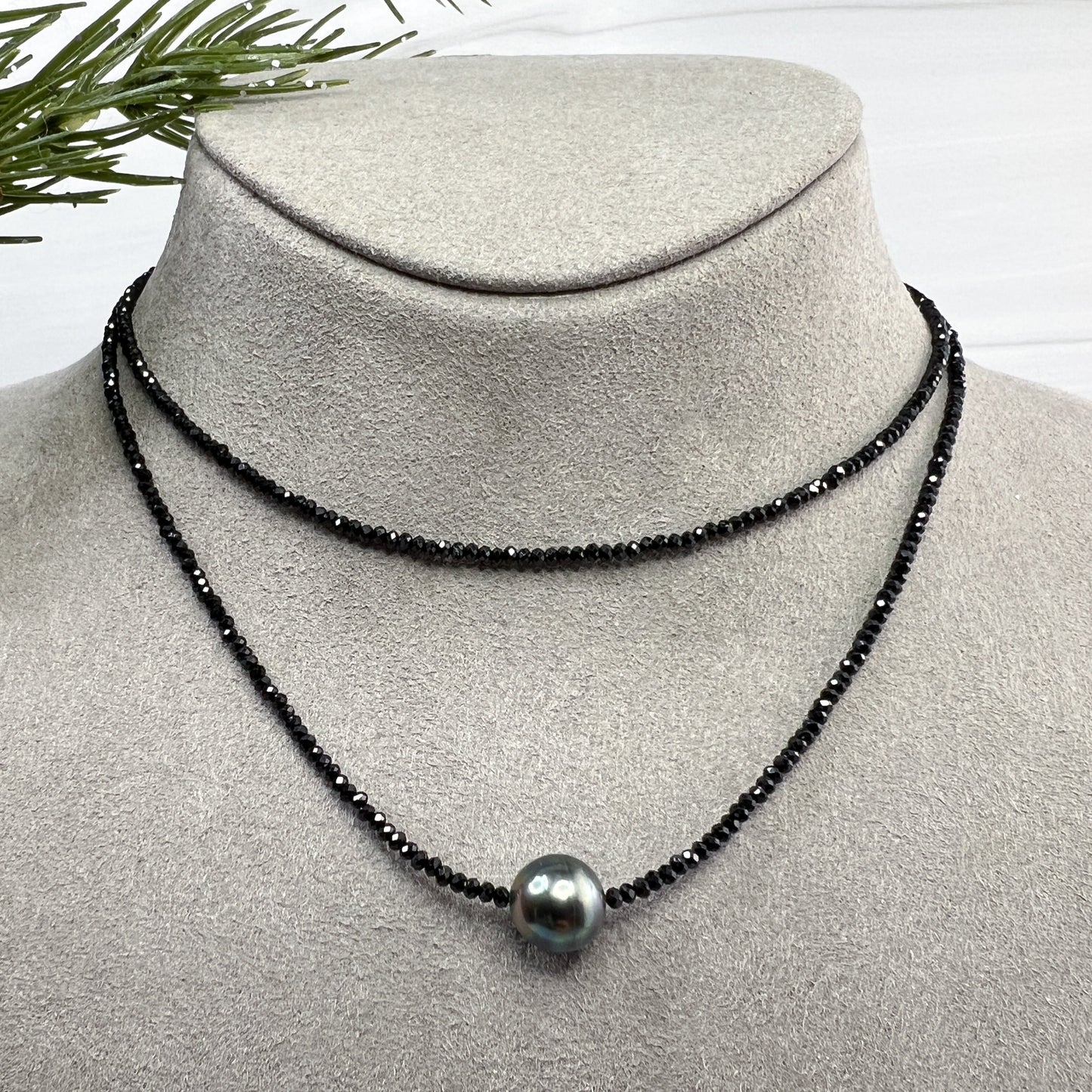 Tahitian Pearl & Black Spinel Necklace