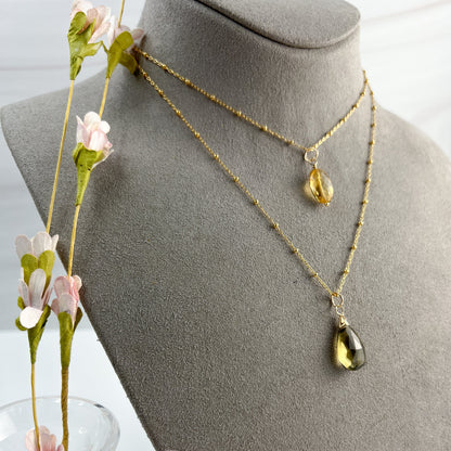 Citrine, Olive quartz necklaces