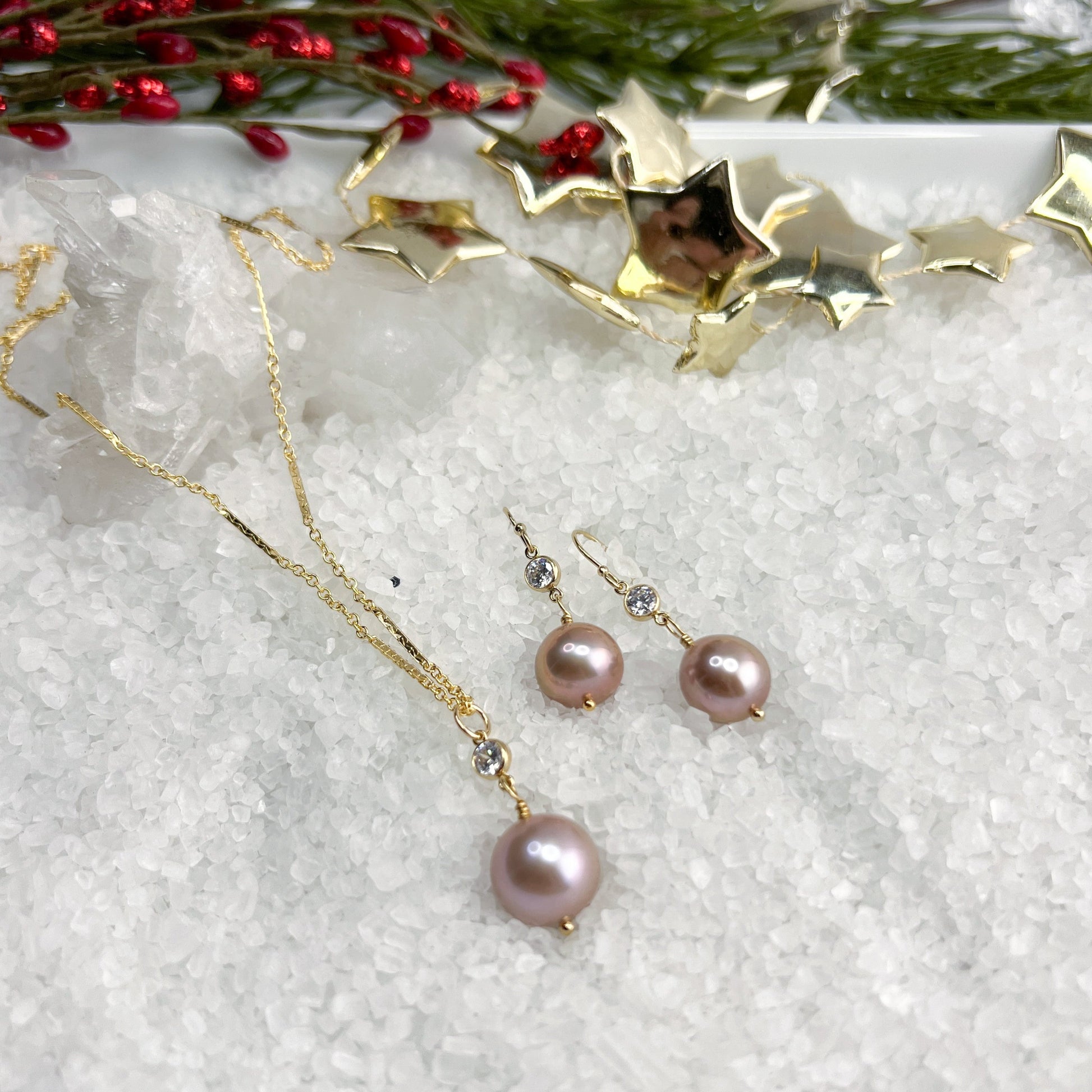 Edison Pearl & CZ earrings