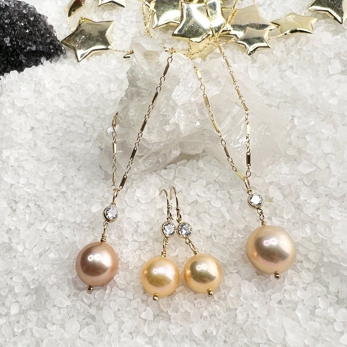 Edison Pearl & CZ earrings