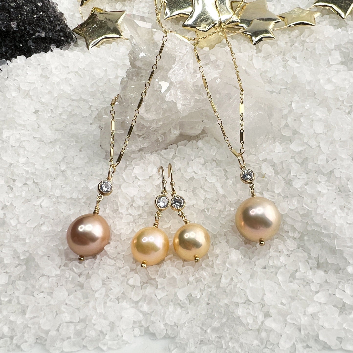 Edison Pearl & CZ earrings