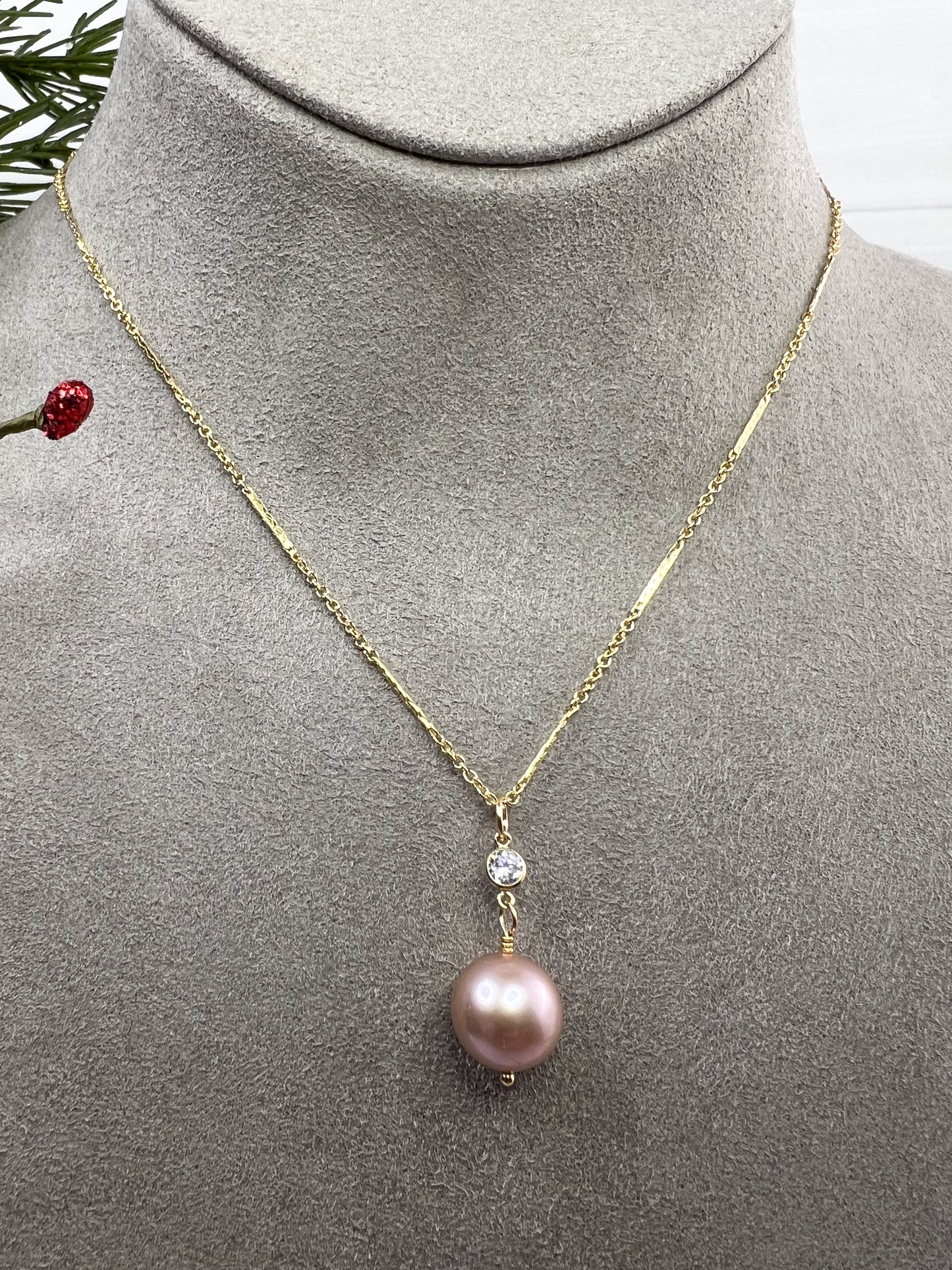 Edison Pearl & CZ necklace