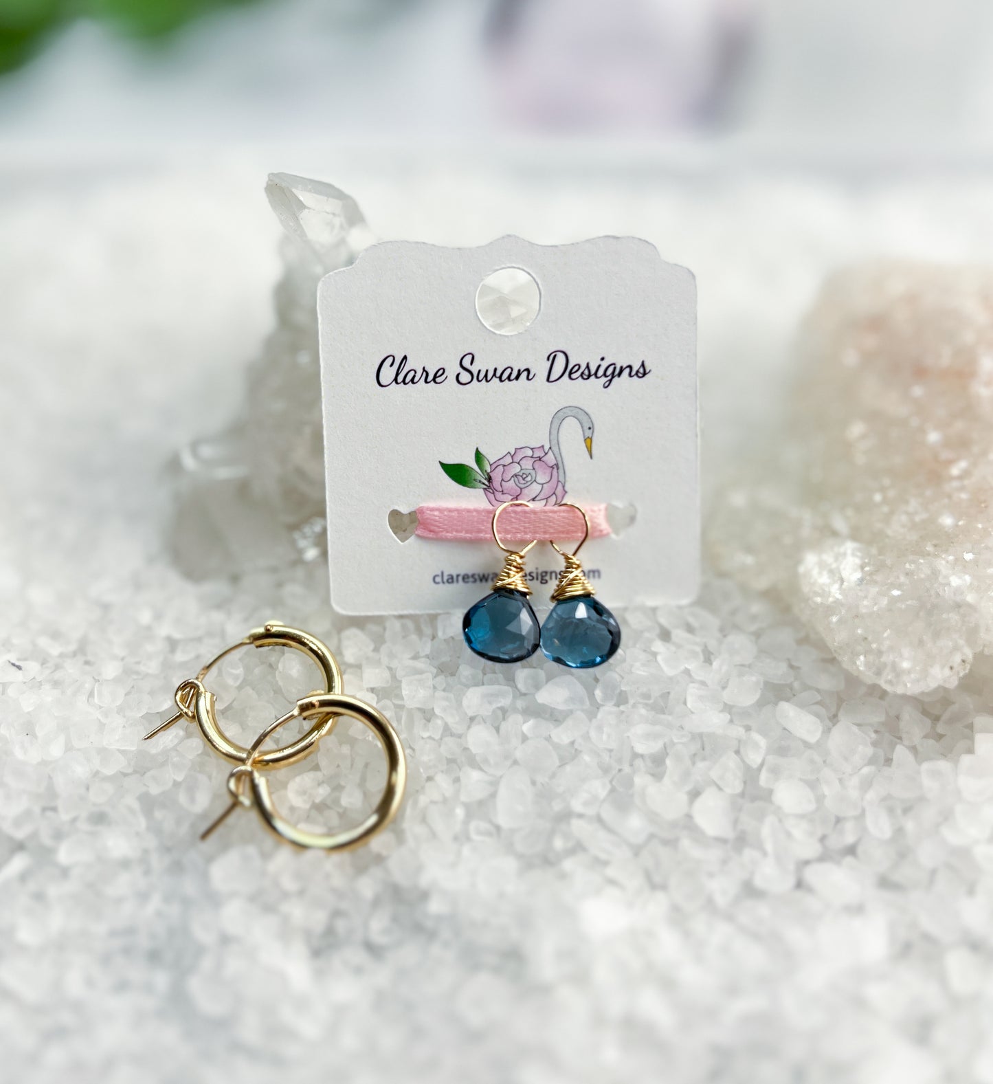 Gold Filled Hoop Earrings with Gemstone Charms