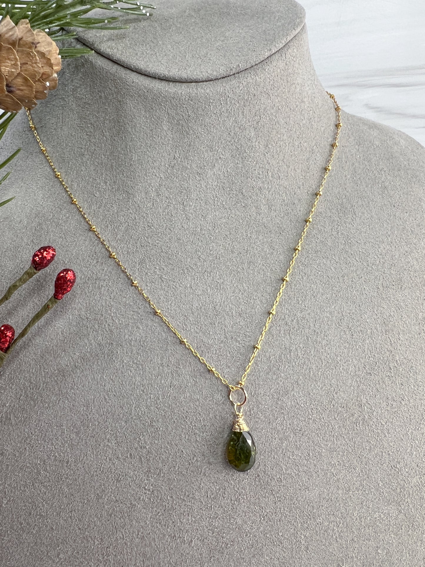 Green Tourmaline Necklace & Earrings