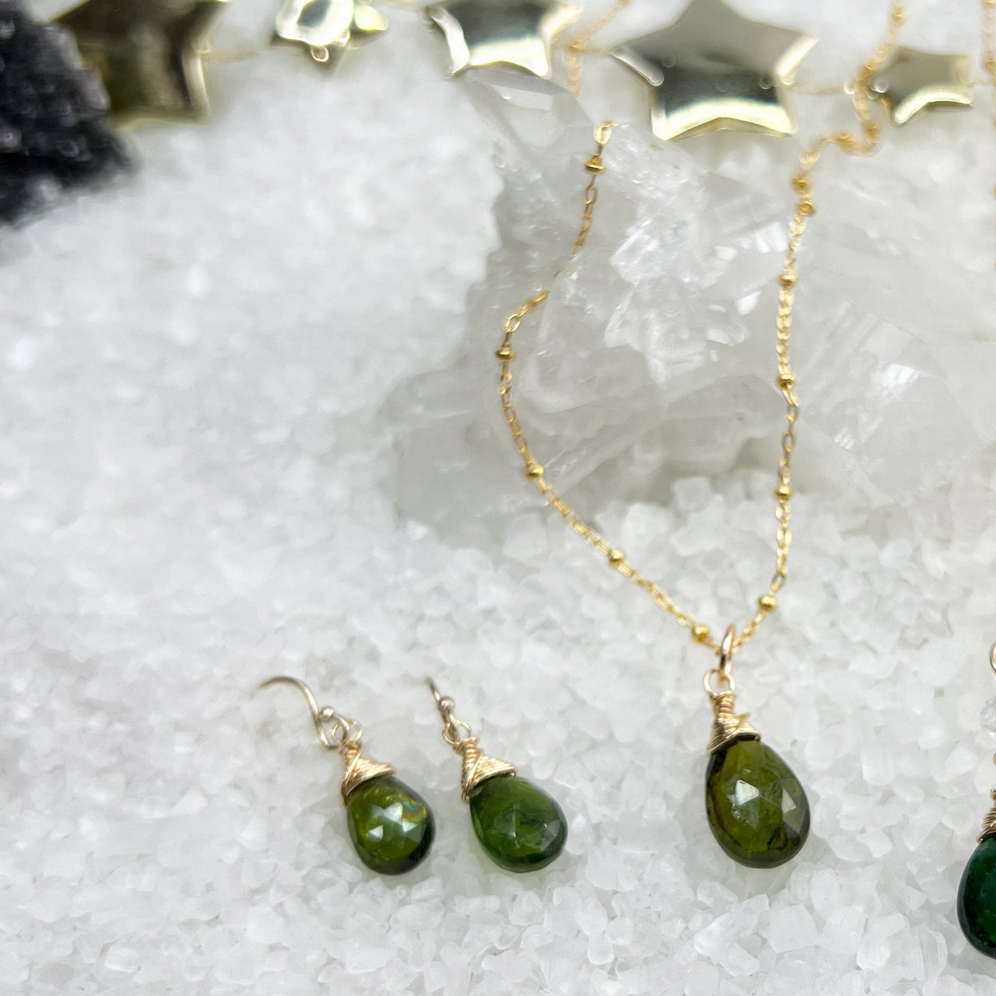 Green Tourmaline Necklace & Earrings