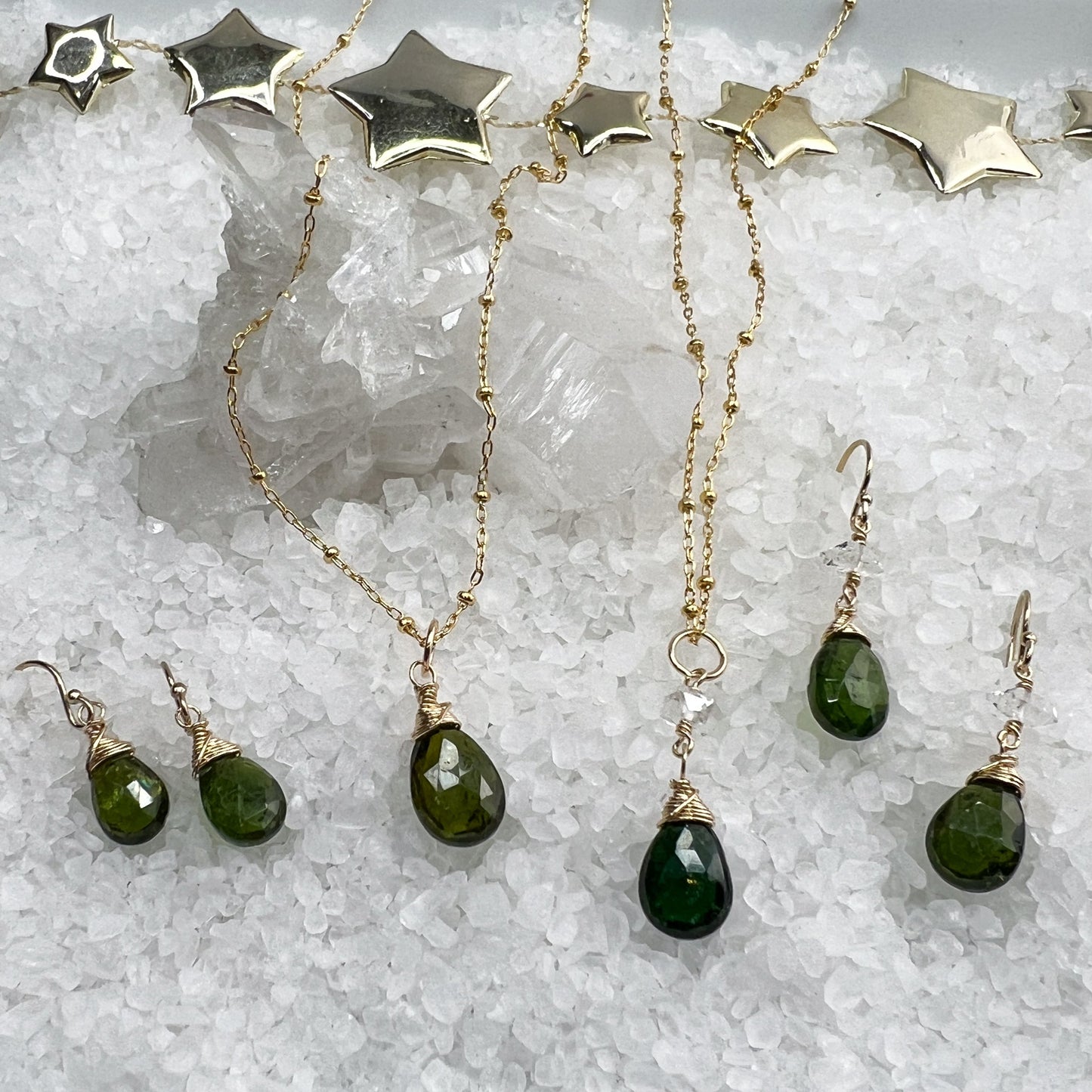 Green Tourmaline Necklace & Earrings