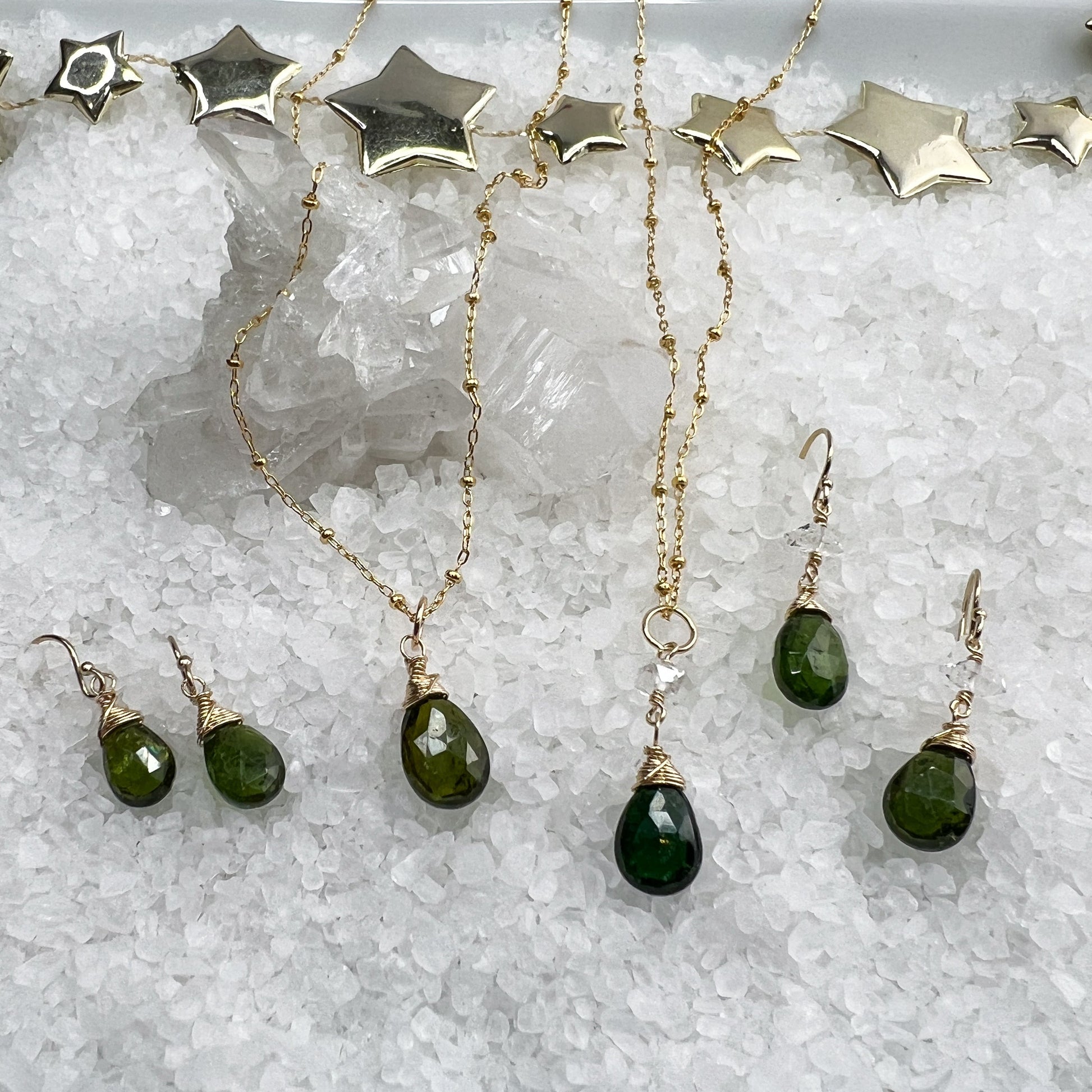 Green Tourmaline Necklace & Earrings