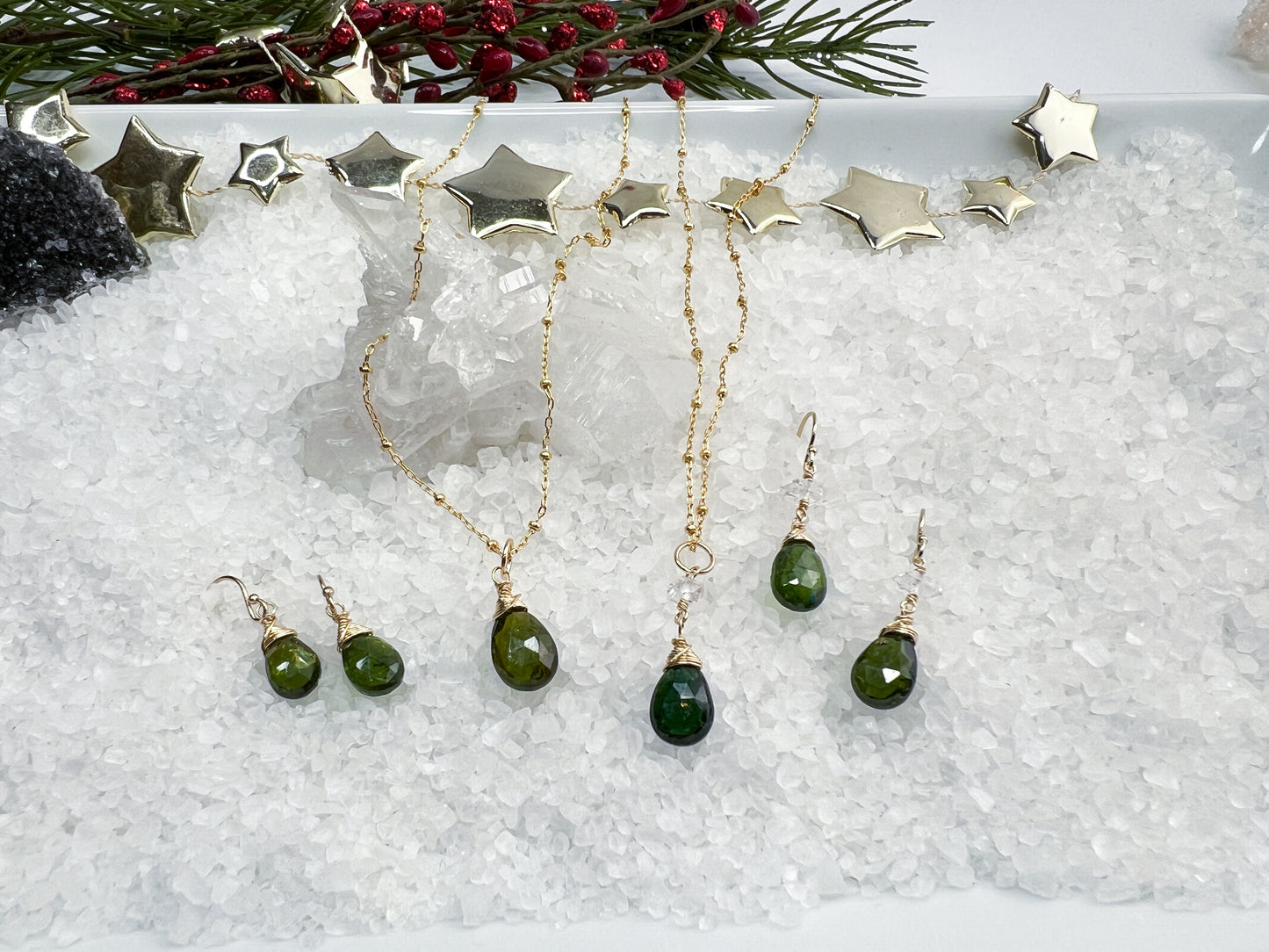 Green Tourmaline Necklace & Earrings