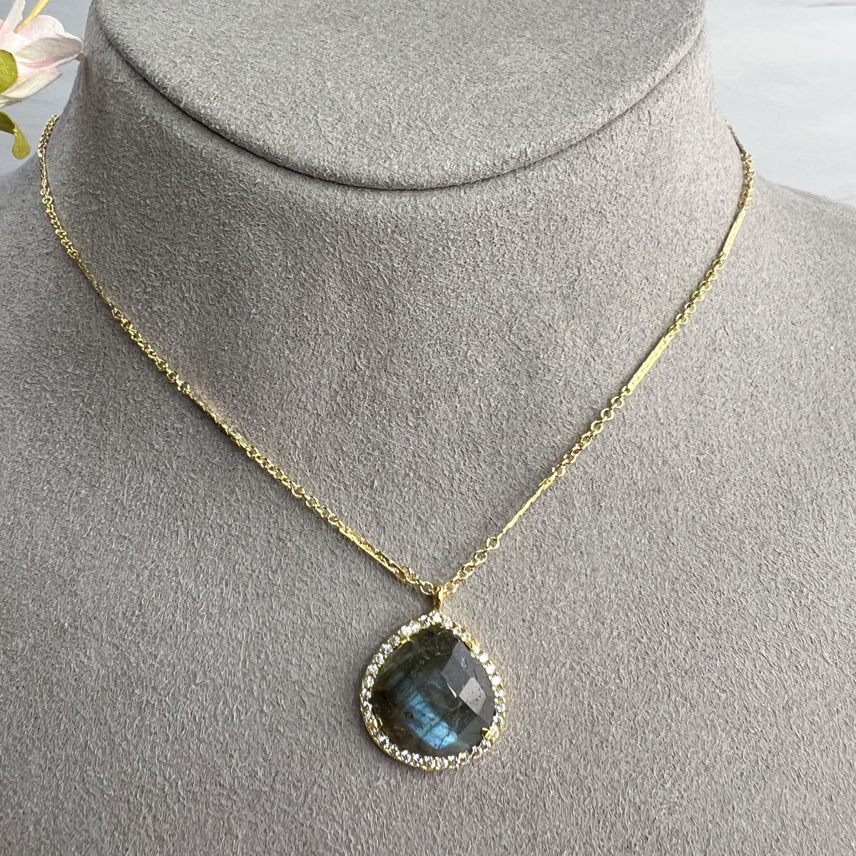 Labradorite & CZ necklace
