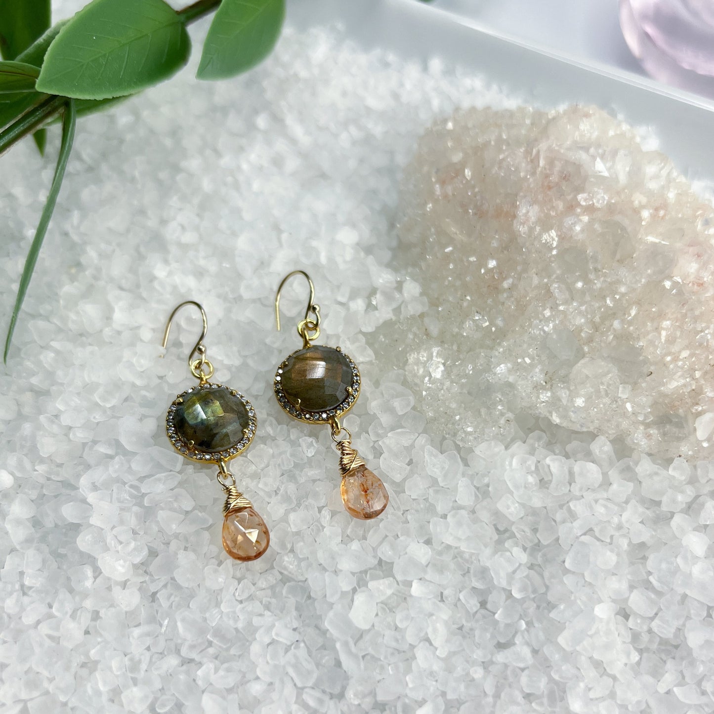 Labradorite, Imperial Topaz Earrings