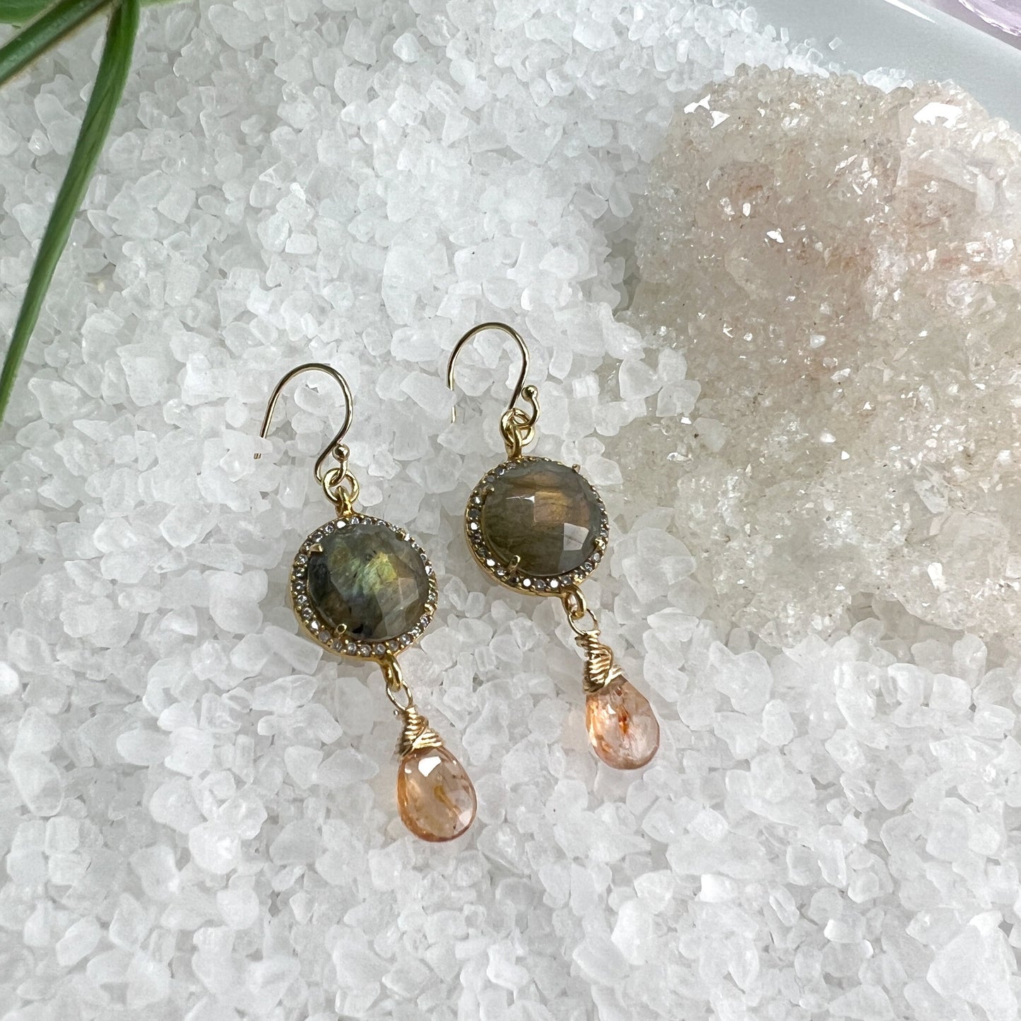 Labradorite, Imperial Topaz Earrings