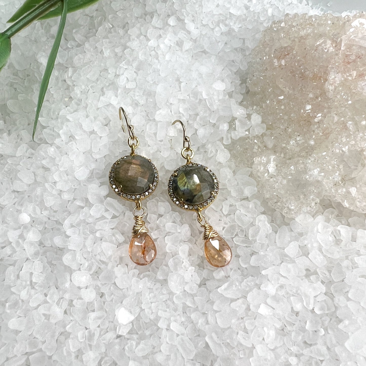 Labradorite, Imperial Topaz Earrings