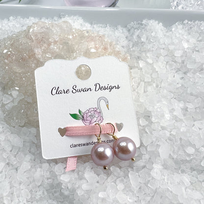 Pink Pearl Hoop Earrings 