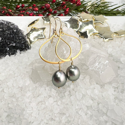 Tahitian Pearl Teardrop Hoops