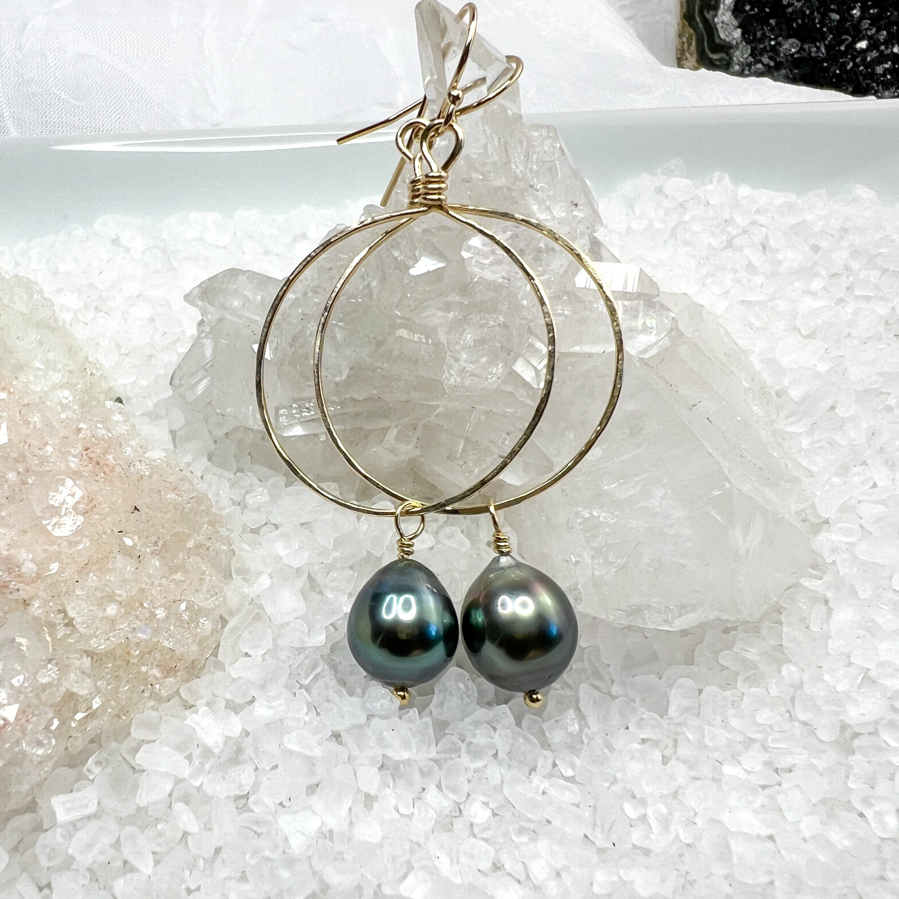 Tahitian Pearl cheapest Hoop Earrings in Gold Fill