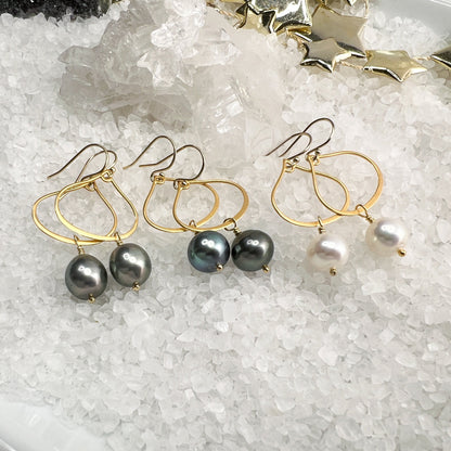 Tahitian Pearl Teardrop Hoops